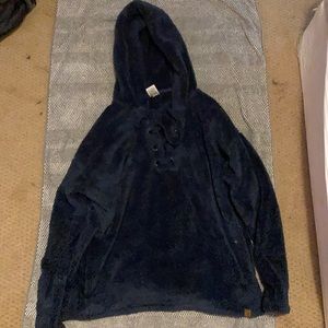 Cozy hoodie with snazzy strings. New without tags